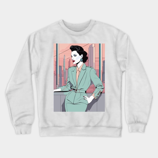 Verde Vogue Art Deco Patrick Nagel 80s Crewneck Sweatshirt by di-age7